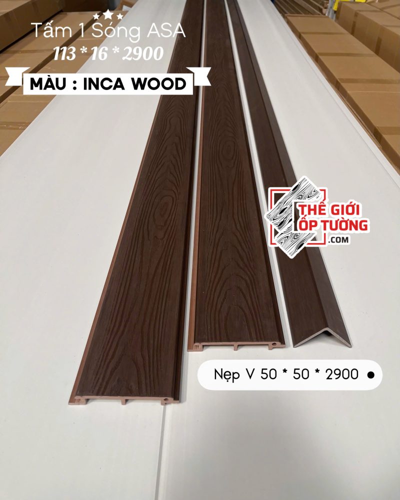 Ốp Gỗ Nhựa Composite Ngoài Trời ASA Lam 1 sóng INCA
