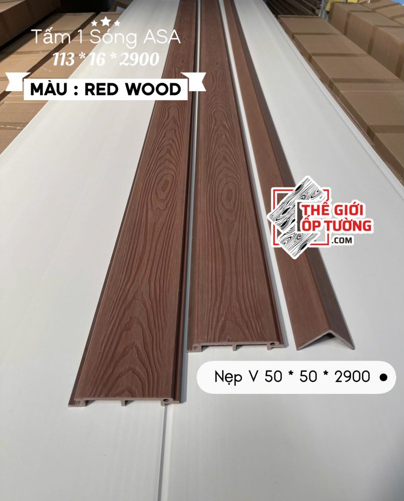 Ốp Gỗ Nhựa Composite Ngoài Trời ASA Lam 1 sóng RED
