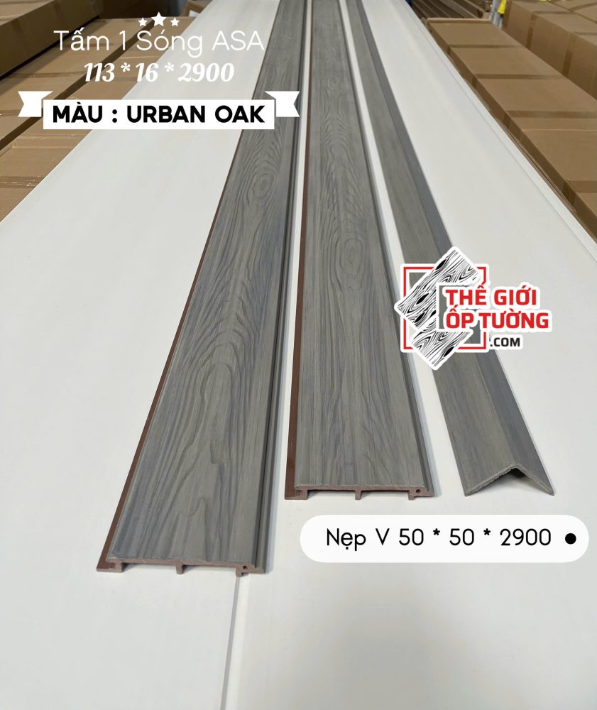Ốp Gỗ Nhựa Composite Ngoài Trời ASA Lam 1 sóng URBAN OAK