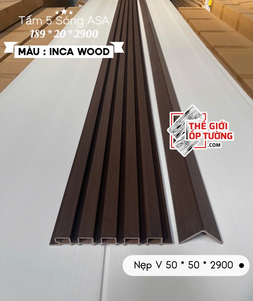 Ốp Gỗ Nhựa Composite Ngoài Trời ASA Lam 5 sóng INCA