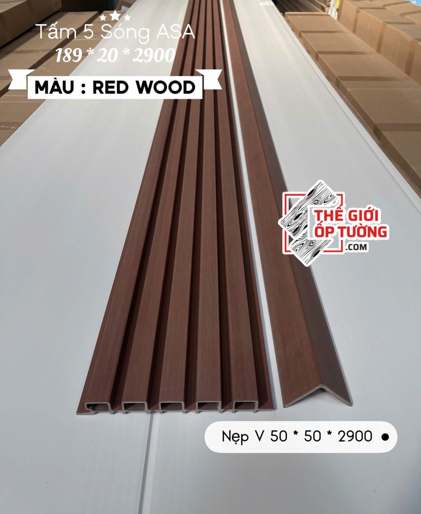 Ốp Gỗ Nhựa Composite Ngoài Trời ASA Lam 5 sóng RED