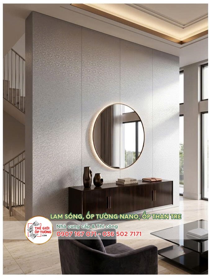 Bí quyết phối tấm PVC phim than tre và lam sóng đẹp mắt